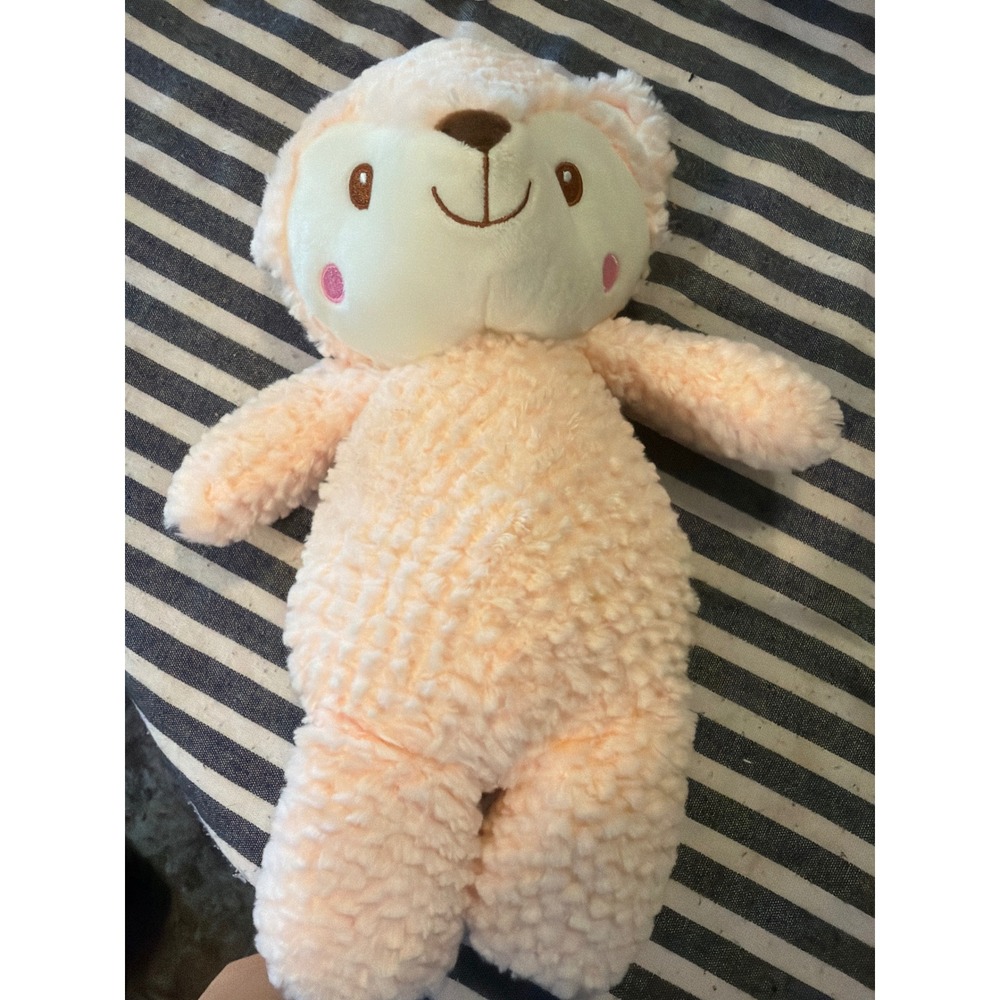 Linzy Toys Peach Pink Popcorn Sherpa Plush Teddy Bear Embroidered Face Soft Toy‎
